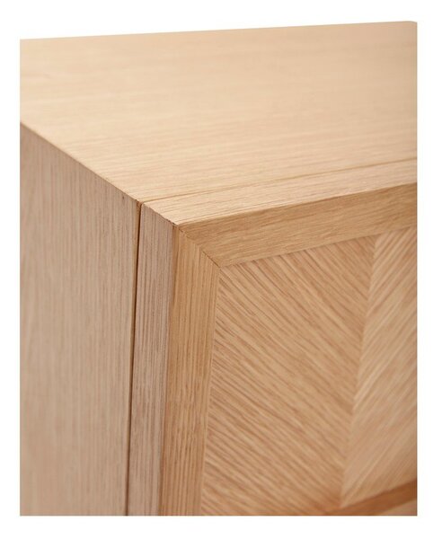 Comodino in legno di quercia naturale con motivo a spina di pesce Herringbone - Hübsch