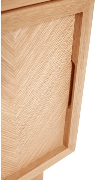 Comodino in legno di quercia naturale con motivo a spina di pesce Herringbone - Hübsch