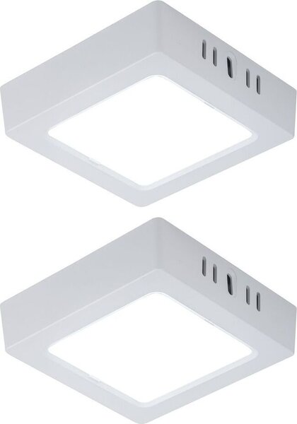 Set di 2 lampade da soffitto a LED, pannello montato a superficie, bianco freddo, L 12 cm