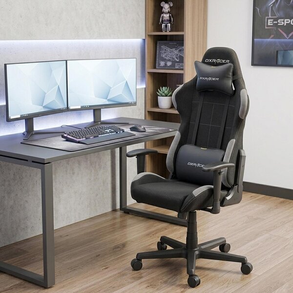 Sedia da gaming DX Racer L 5.2 Formula LFD01 NG, nero/grigio, con cuscinetto rinfrescante e poggiatesta inclusi
