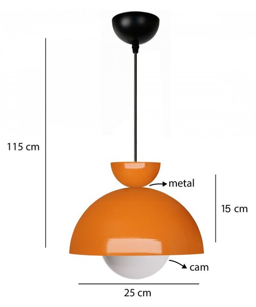 Lampadario arancione con paralume in metallo ø 25 cm Arta – Opviq lights