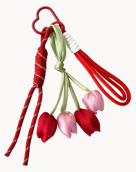 Portachiavi in pelle vegana fatto a mano Tulip