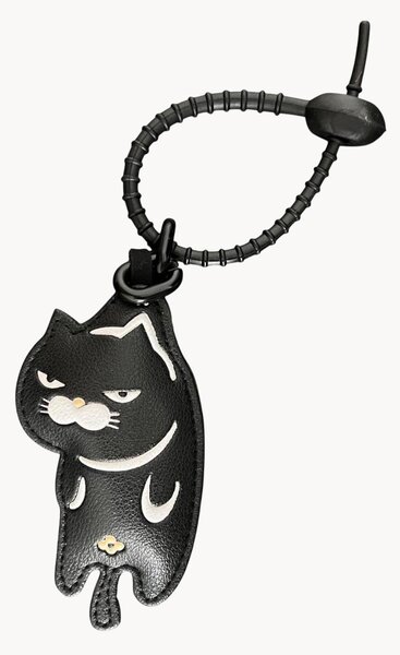 Portachiavi in pelle vegana fatto a mano Grumpy Cat
