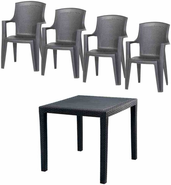 PROGARDEN Eden + King SET 5 pezzi plastica antracite N01320