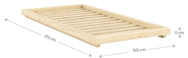 Letto singolo di colore naturale in pino massiccio senza testiera con rete inclusa 90x200 cm Dock – Karup