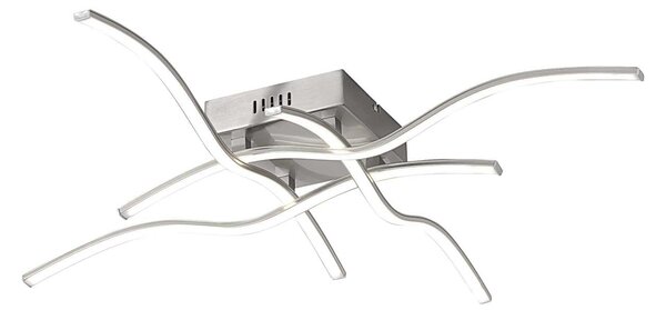 Plafoniera LED, argento, design a onda, L 78 cm