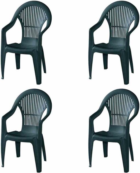 PROGARDEN Vega SET 4x sedie impilabili in plastica verde M73531