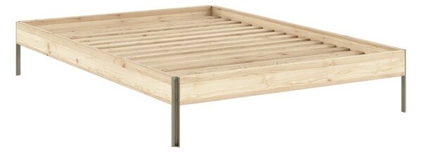 Letto matrimoniale di colore naturale in pino massiccio senza testiera con rete inclusa 180x200 cm Core – Karup Design