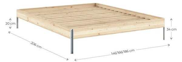 Letto matrimoniale di colore naturale in pino massiccio senza testiera con rete inclusa 180x200 cm Core – Karup Design