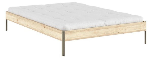 Letto matrimoniale di colore naturale in pino massiccio senza testiera con rete inclusa 180x200 cm Core – Karup Design
