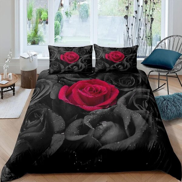 Set di lenzuola 3D - Motivo floreale romantico - 220 x 260 cm