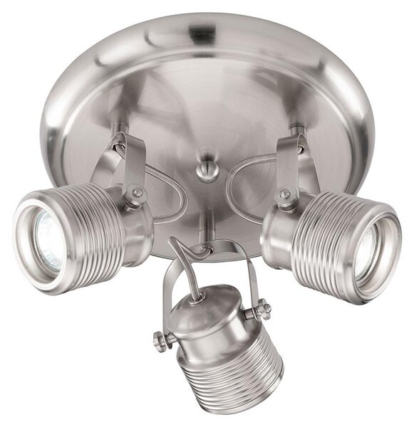 Lampada da soffitto, 3 luci, nichel opaco, orientabile, D 25 cm