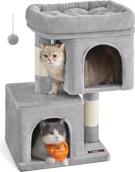 Songmics Albero per gatti piccolo 67cm Tronchi in sisal Grigio chiaro