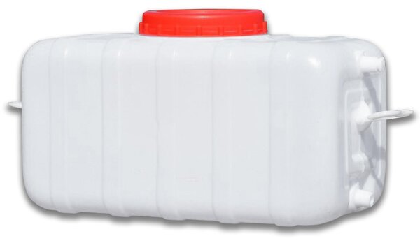 Serbatoio d'acqua piatto per uso esterno, con una capacità di 110 litri e dotato di rubinetto