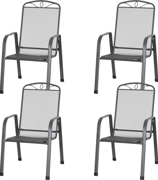 Set di 4 sedie impilabili Elda in lamiera stirata antracite