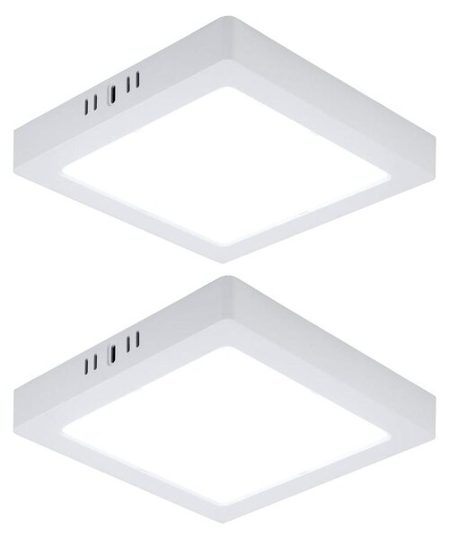 Set di 2 plafoniere LED, pannello a montaggio superficiale, plastica, bianco, L 21,4 cm