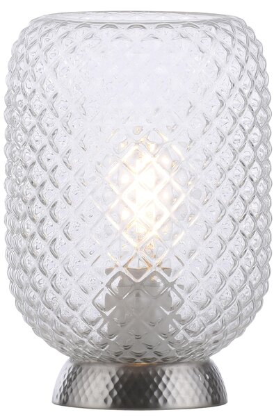 Lampada da tavolo, nera, vetro rigato trasparente, H 22,5 cm