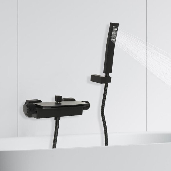 Rubinetto per doccia a cascata con soffione a mano - Colore: nero opaco