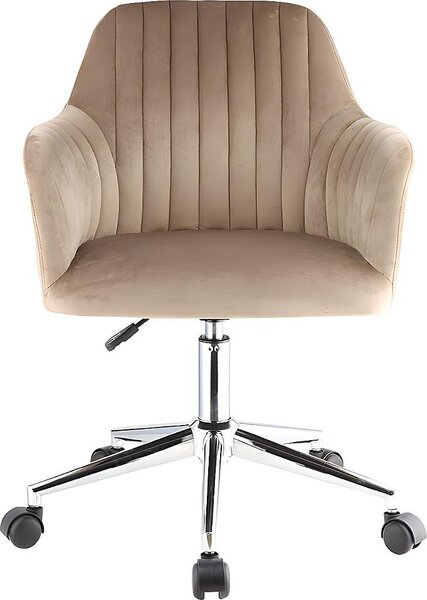 Sedia da ufficio regolabile in altezza - Velluto - Beige - ELEANA