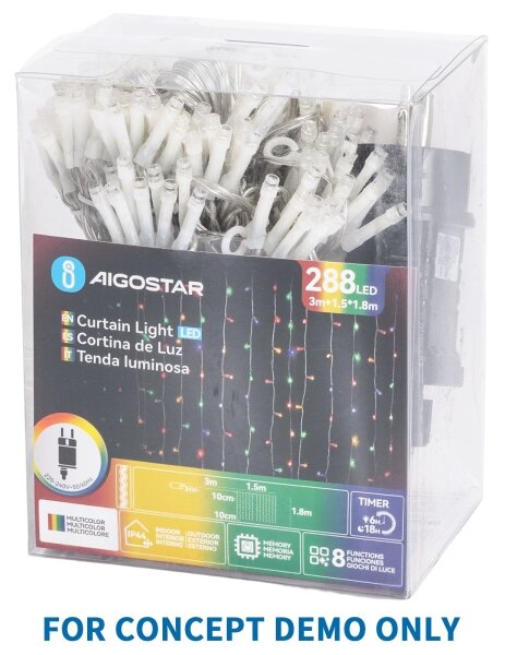 Aigostar - Catena luminosa natalizia da esterno a LED 200 LED/8 funzioni 13 m IP44 multicolore