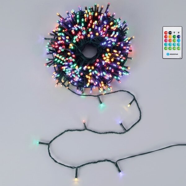 Aigostar - Catena luminosa LED dimmerabile per esterni con sensore 100xLED/3xAA 12m multicolore + telecomando