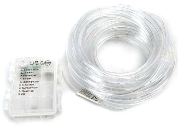 Aigostar - Catena luminosa natalizia LED da esterno 100xLED/8 funzioni 3xAA 10,3m IP44 bianco freddo
