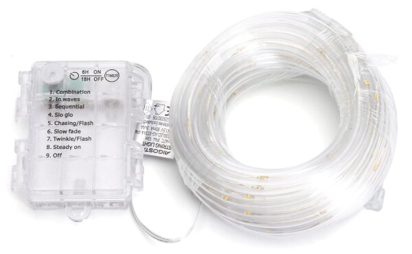 Aigostar - LED catena luminosa natalizia da esterno 50xLED/8 funzioni 3xAA 5,3m IP44 bianco caldo