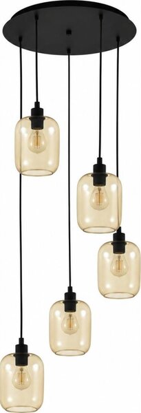 BRILAGI - Lampadario LED su cavo RETRO GLASS 5xE27/60W/230V nero/marrone fumé