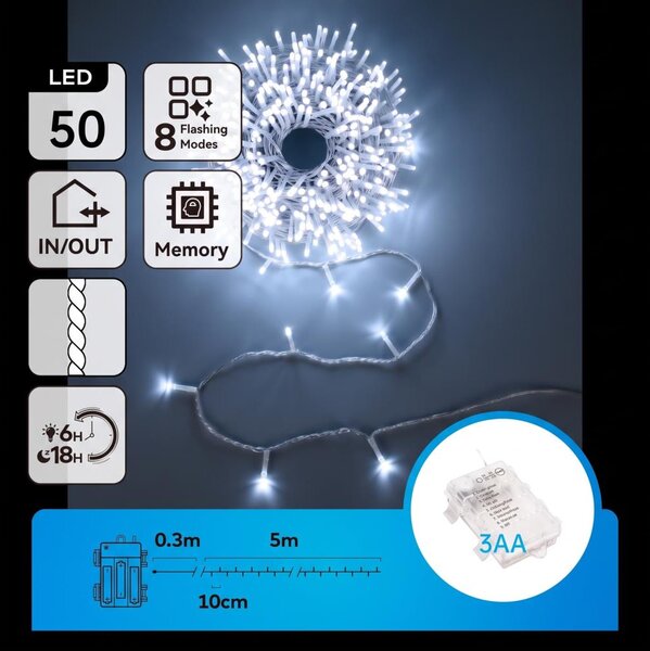 Aigostar - LED Catena luminosa natalizia da esterno 150xLED/8 funzioni 3xAA 5,3m IP44 blu