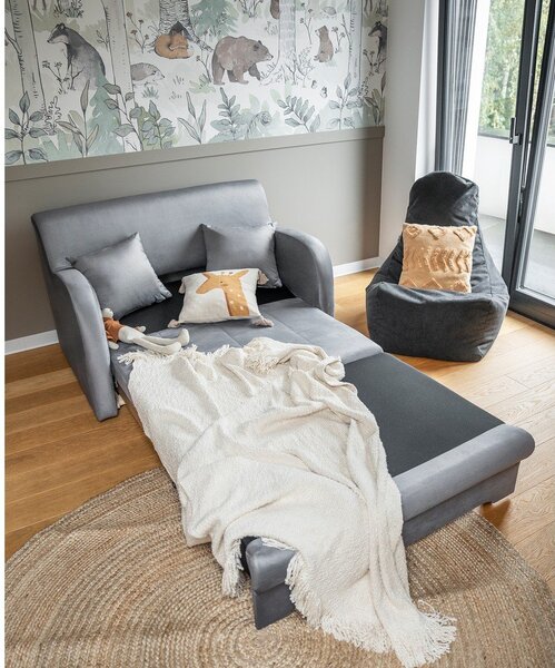 Divano grigio chiaro allungabile e rivestimento in velluto 130 cm Ario – ELTAP