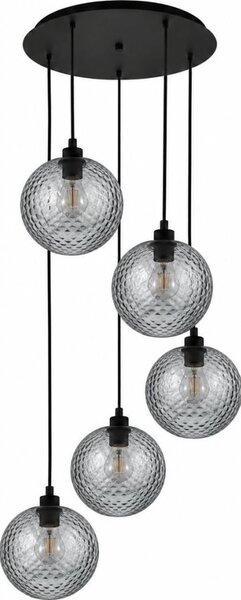 BRILAGI - Lampadario LED su cavo RETRO GLASS 5xE27/60W/230V nero/grigio fumé