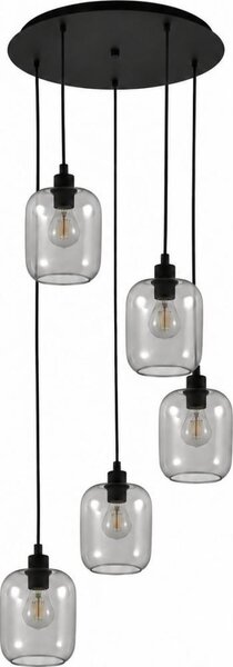 BRILAGI - Lampadario LED a sospensione con cavo RETRO GLASS 5xE27/60W/230V nero/grigio fumé