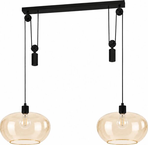 BRILAGI - LED Lampadario a sospensione con cavo RETRO GLASS 2xE27/40W/230V nero/beige fumato