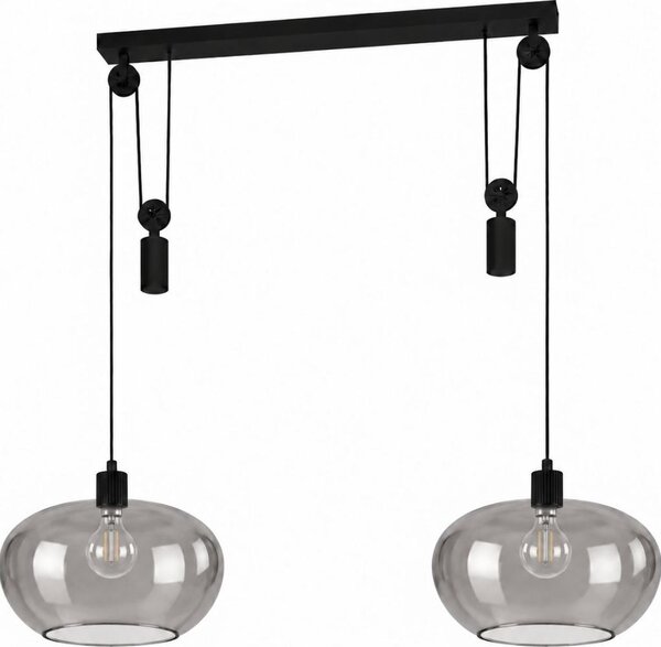 BRILAGI - LED Lampadario a sospensione con cavo RETRO GLASS 2xE27/40W/230V nero/grigio fumé