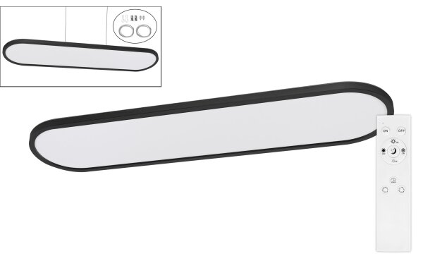 Top Light -LED lampada da soffitto a plafone sospesa OVAL LED/36W/230V 3000-6500K nera+telecomando