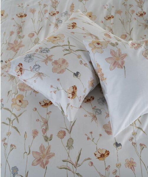 Set copripiumino e federa bianco in raso di cotone per letto matrimoniale ed esteso 240x220 cm Ivory Garden Floral – Mila Home Luxury