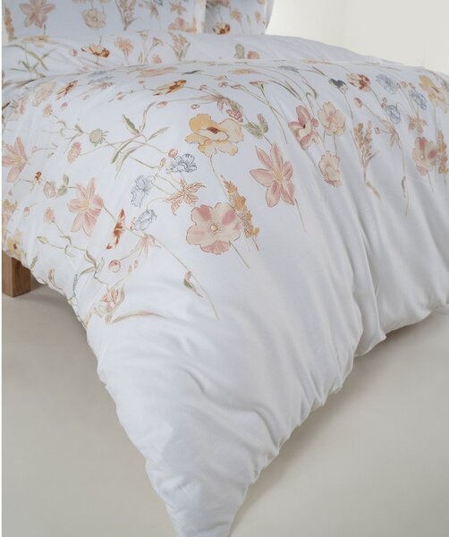 Set copripiumino e federa bianco in raso di cotone per letto matrimoniale ed esteso 240x220 cm Ivory Garden Floral – Mila Home Luxury