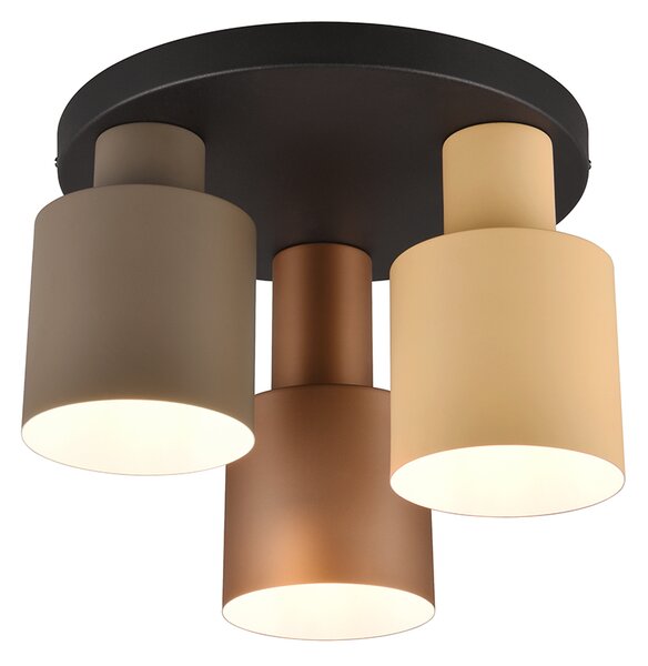 Lampada da soffitto bronzo con 3 luci tortora e beige - Ans