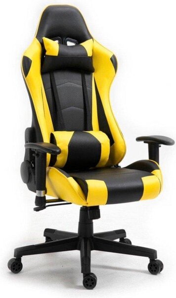 Sedia da gaming ergonomica con design regolabile - Nero/Giallo - Comoda versione da ufficio
