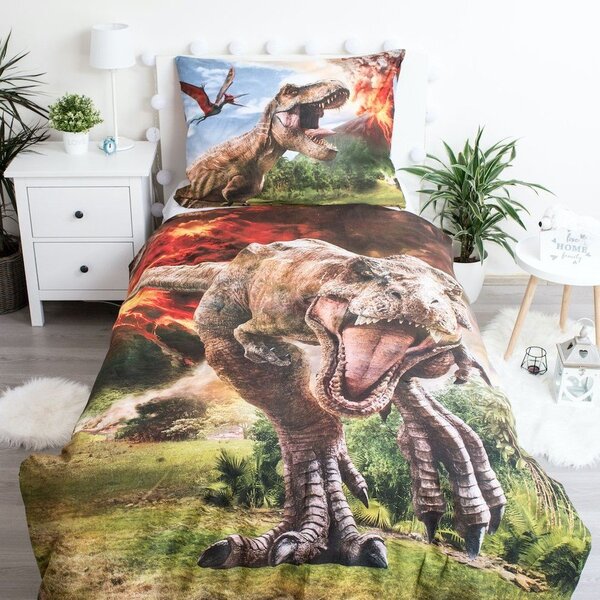 Set copripiumino e federa da bambini in cotone per letto singolo 140x200 cm Jurassic World "Volcano" – Jerry Fabrics