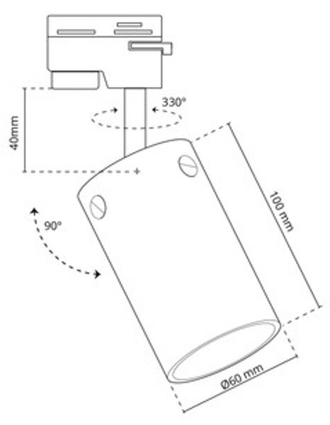 Faro GU10 per binario Monofase in Vetro Bianco