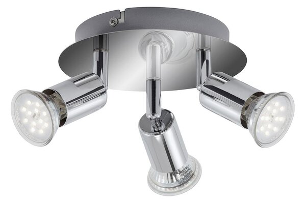 Lampada da soffitto a LED, cromo, spot mobili, IP44, D 16 cm