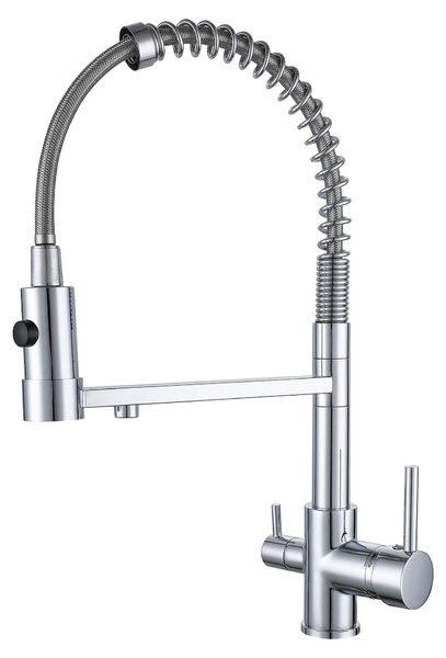 Rubinetto da cucina a tre vie con doccetta estraibile