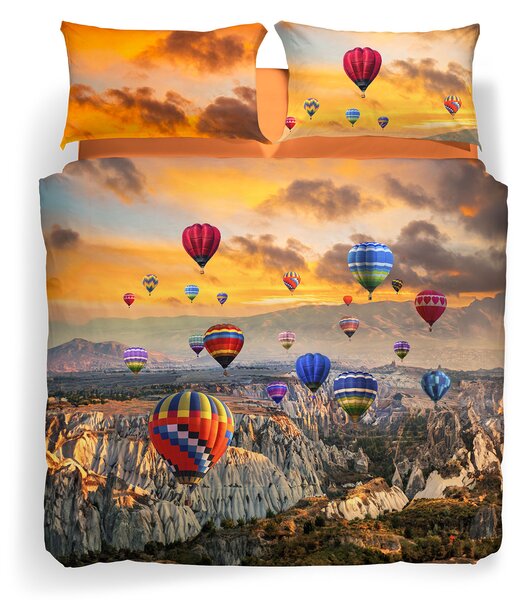 Completo Copripiumino In Cotone Cappadocia Singolo Sogni Di Viaggio Fotografico Caleffi