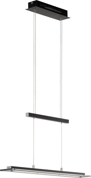 Lampada a sospensione, Tenso TW | 1x LED 22,0 W incl. | nero sabbia / cromato | vetro| finitura semisatinata color fumo
