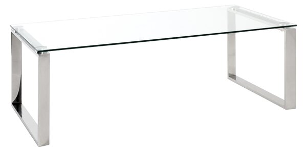 Tavolino HAKU in acciaio inossidabile - Acciaio inossidabile, vetro di sicurezza 8 mm, dimensioni: 120x40x60 cm