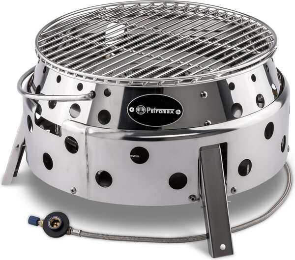 Barbecue a gas Atago Petromax Ø 34 cm con vaschetta raccogli grasso, griglia in acciaio inox