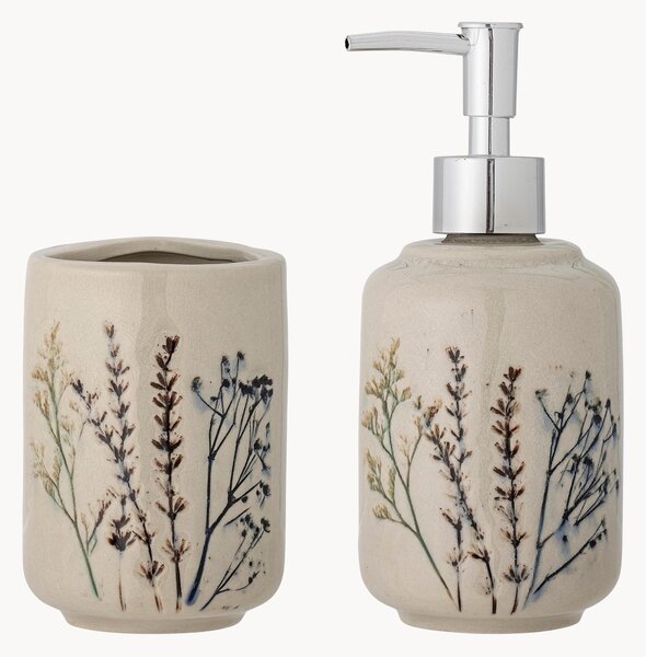Set di 2 accessori da bagno fatti a mano con motivo erba Bea