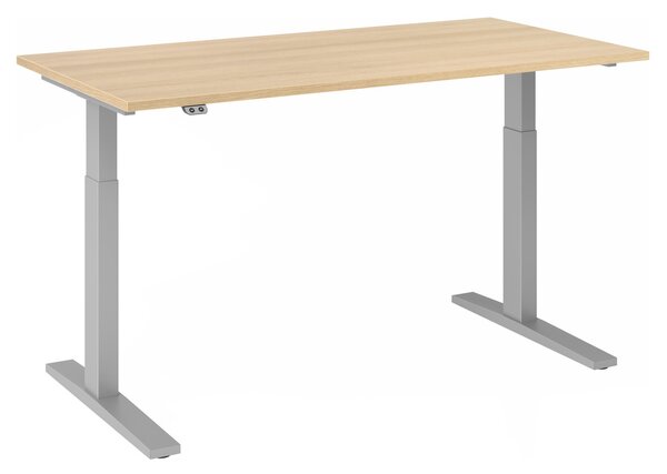 Scrivania regolabile in altezza XMKA | 2 motori | 120-180 cm | elettrica | rovere, colore telaio:argento, dimensioni piano d'appoggio:160 x 80 cm