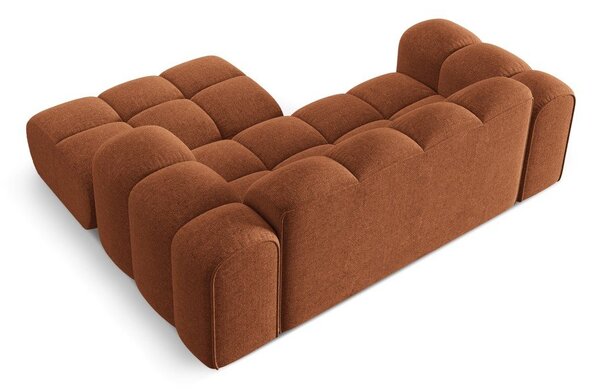 Divano angolare color terracotta (con penisola a destra/con chaise lounge) con rivestimento in ciniglia Treno – Cosmopolitan Design